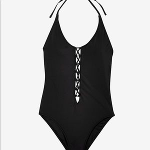 Express lace up one piece bathing suit